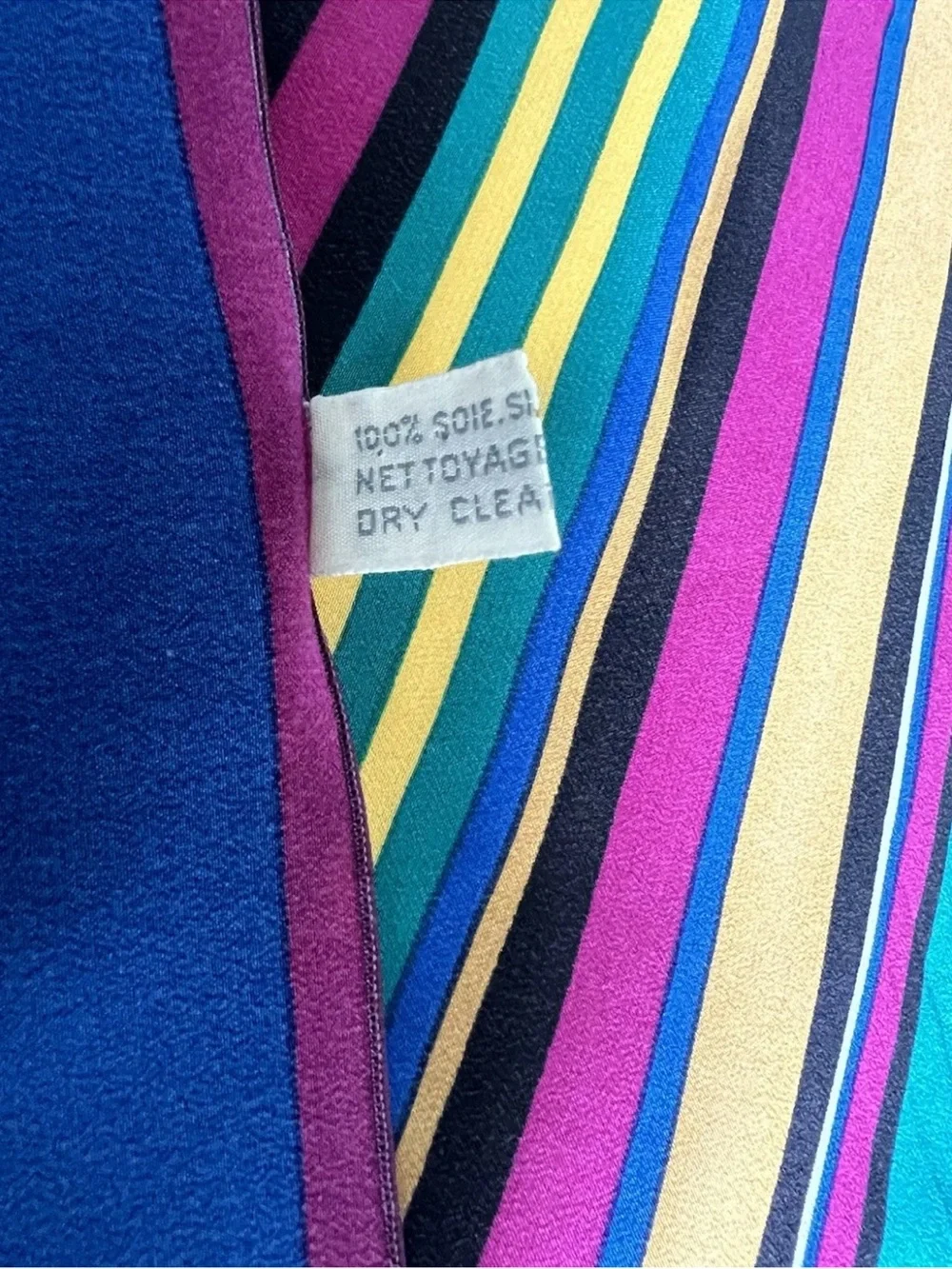 VTG Christian Dior Silk Scarf Women’s Striped Multicolor Square 27” France